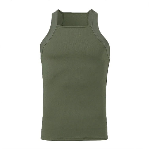 2023 Men Fashion Tank Tops Solid Color O-neck Sleeveless Skinny Gym