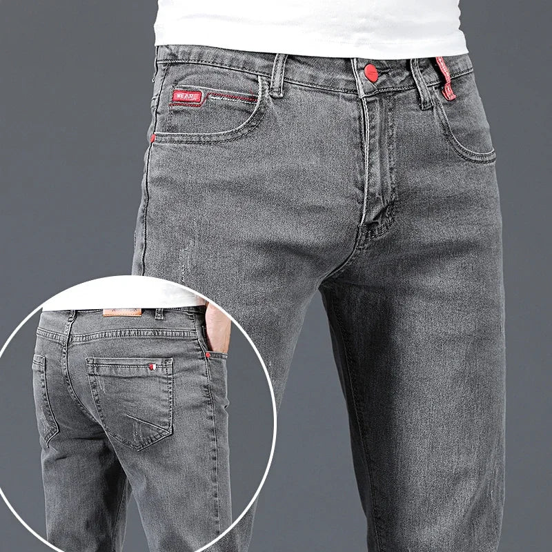 2024 New Men's Cotton Business Casual Skinny Jeans Trendy Fashionable