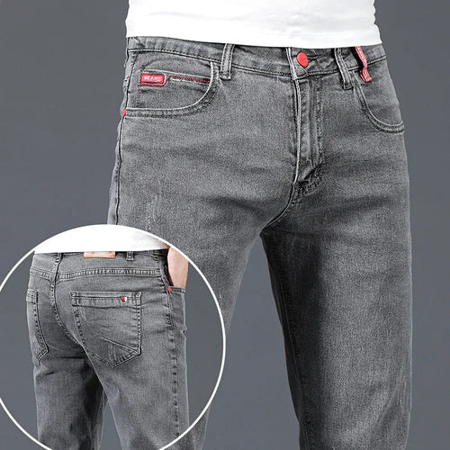 2024 New Men's Cotton Business Casual Skinny Jeans Trendy Fashionable