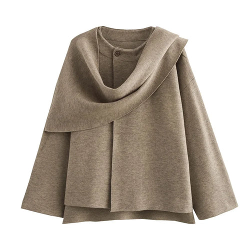 TRAF 2024 Plush Winter Coats for Women Asymmetric Scarf Demi-season