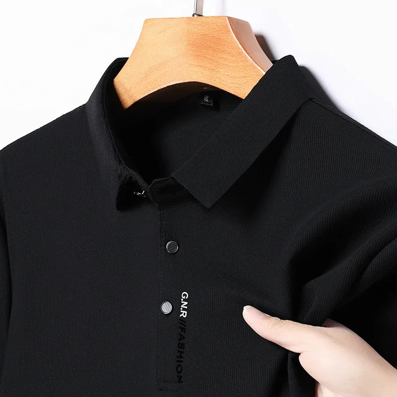 New Men's Short Sleeved Solid Color POLO Shirt Breathable and
