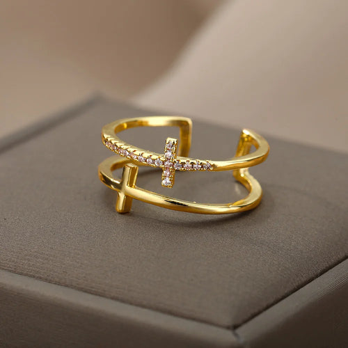 Stainless Steel Rings for Women 2024 Trend New in Gold Color Ring