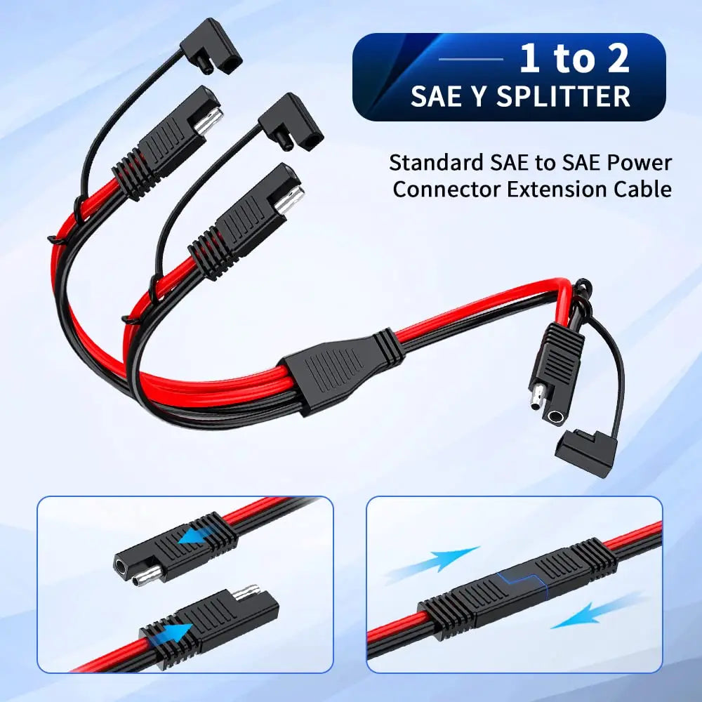 Anchtek 10AWG 1 to 2 SAE to SAE Extension Cable SAE DC Power