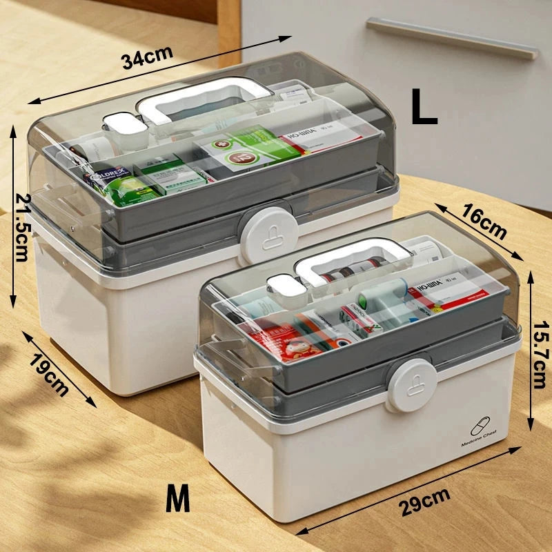3 Layers Large Capacity Family Medicine Organizer Storage Box Portable