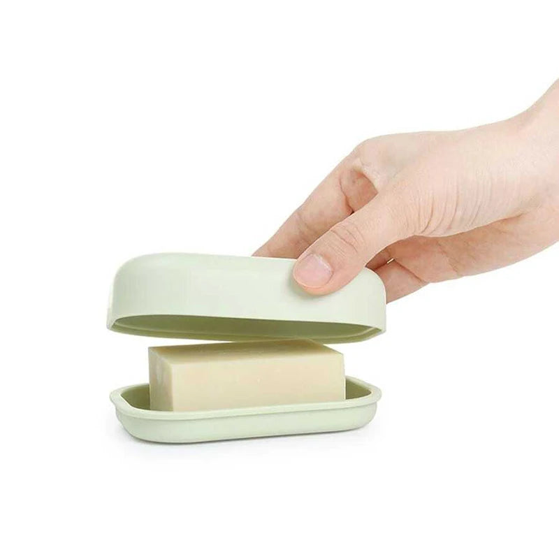 Double Layer Square Soap Dish with Cover Plastic Drain Soap Box