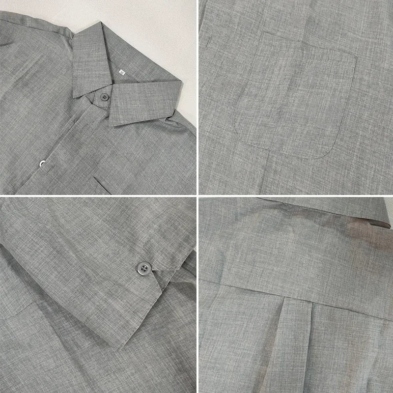 Summer Cotton Linen Shirts for Men Casual Short Sleeved Shirts Blouses