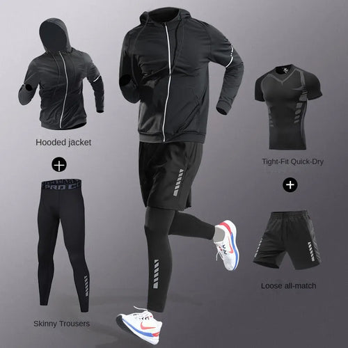 Men's Ice Fiber Quick-Dry Running & Fitness Full Set/Suit Tracksuit