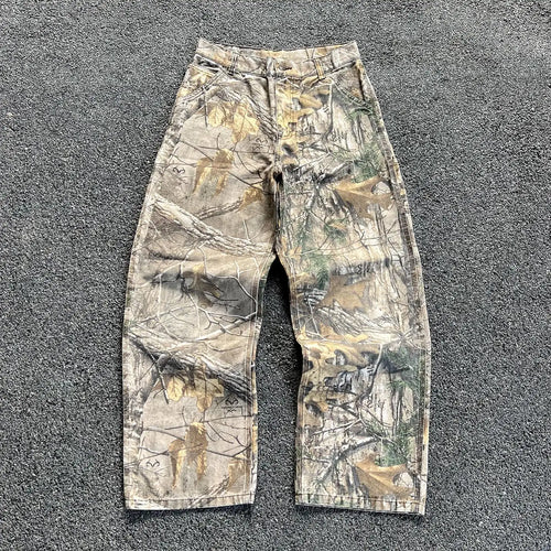 2024 Y2k Style Leaf Print Jeans Vintage Oversized Hip Hop Streetwear