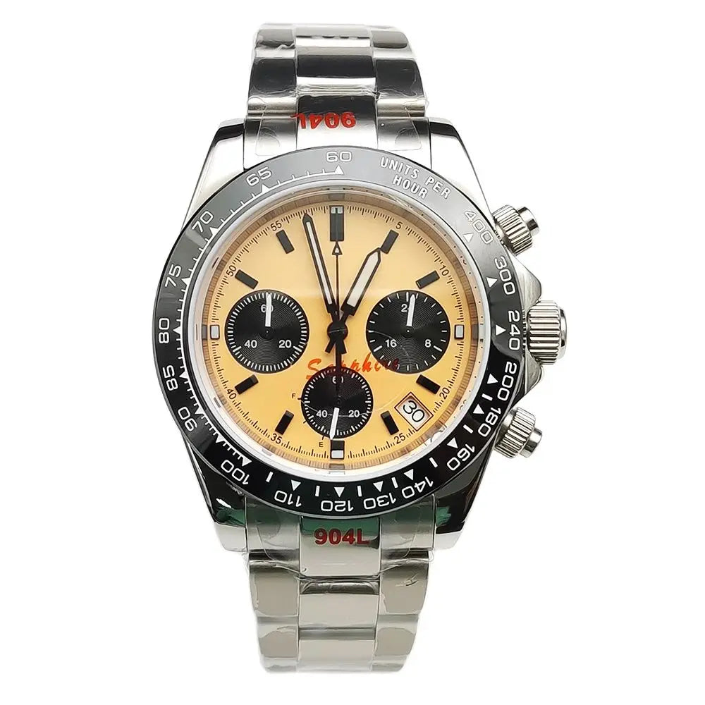 20 color Business 39mm Quartz Watch Men's Timing Sapphire Crystal VK63 Movement Calendar Luminous Blue Dial Stainless Steel Stra