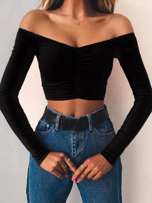 Women T-shirts sexy and club fashion female T-shirt long sleeve off