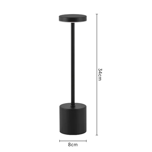 Simple LED Rechargeable Touch Metal Table Lamp Three Colors Bedside