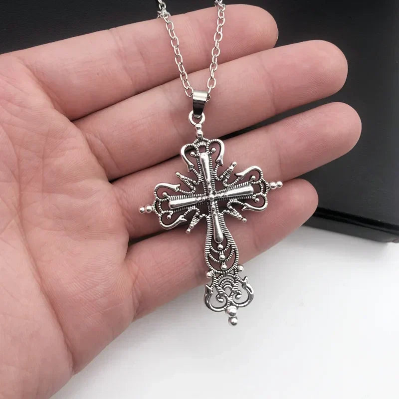 Gothic Dark Style Cross Pendant Necklace Rock Punk Goth Fashion