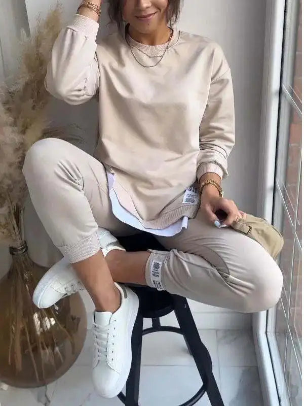 New Autumn Patchwork Loose Two Piece Set Women's Fashion Long Sleeve