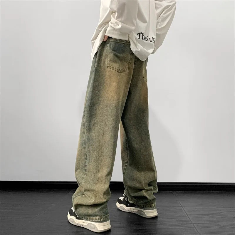 Jeans men Wide Leg Jeans Male Loose Straight Denim Pants 2024 Autumn