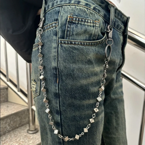 Vintage Punk Dice Pants Waist Chain Men Cool Jeans Chain Keychain