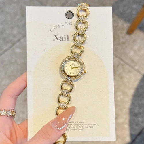 Fashion ethos Minimalist luxury gold disc with quartz women's watch
