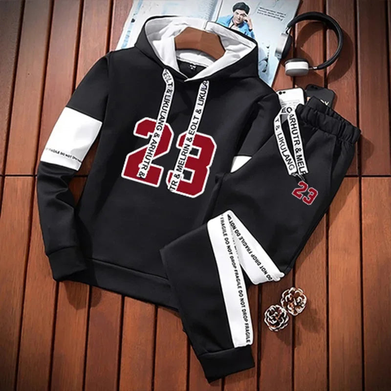 Sweatshirts for Men Casual Men's Set Hoodie Sports Pants and