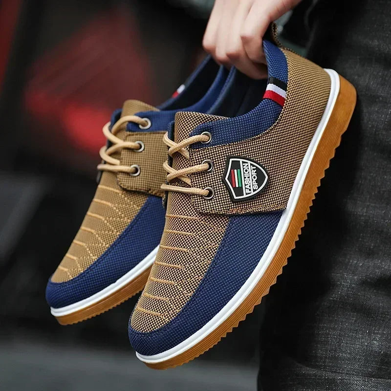 2025 Men's casual shoes Vulcanized Work loafers Mesh Lightweight Man