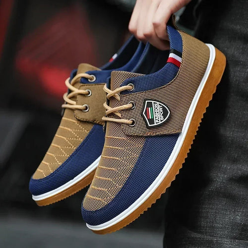 2025 Men's casual shoes Vulcanized Work loafers Mesh Lightweight Man