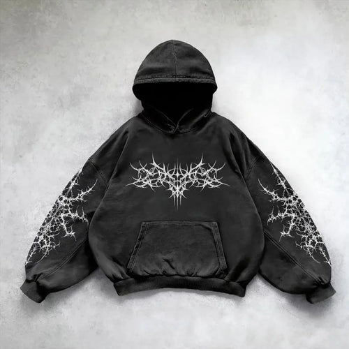 Y2k Vintage Fashion Print Zip Up Hoodies New Harajuku Hip Hop Long