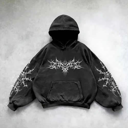 Y2k Vintage Fashion Print Zip Up Hoodies New Harajuku Hip Hop Long
