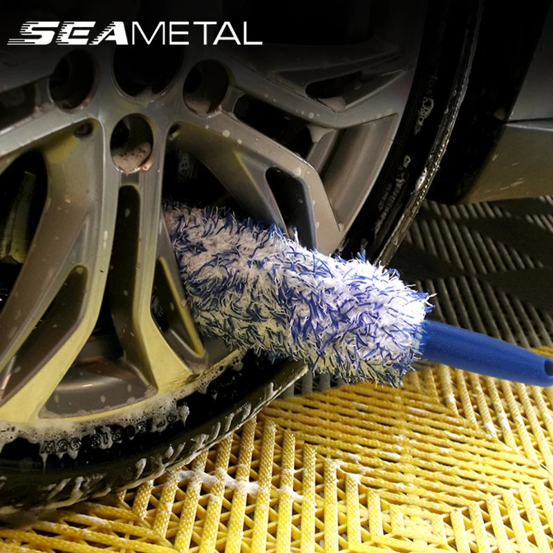 SEAMETAL Car Cleaning Brush Car Wash Portable Plush Wheel Tire Rim