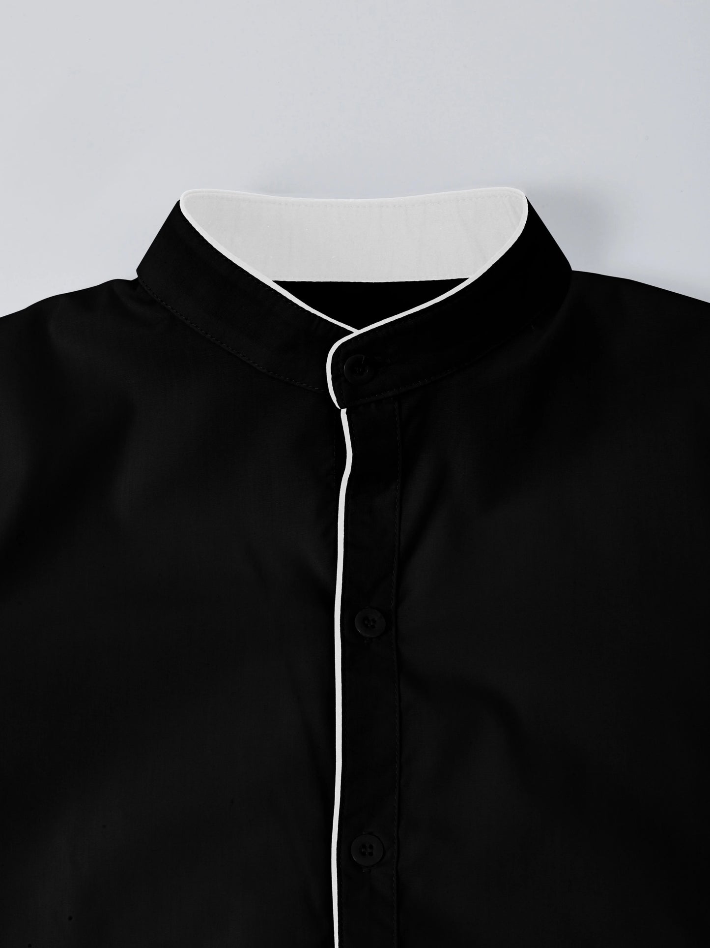Spring and autumn men's long-sleeved solid color shirt, stand-up