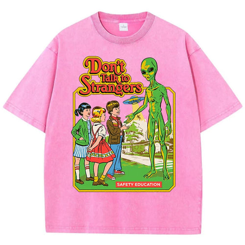 Cartoon Alien Classic Communication Print Women T-shirt Breathable