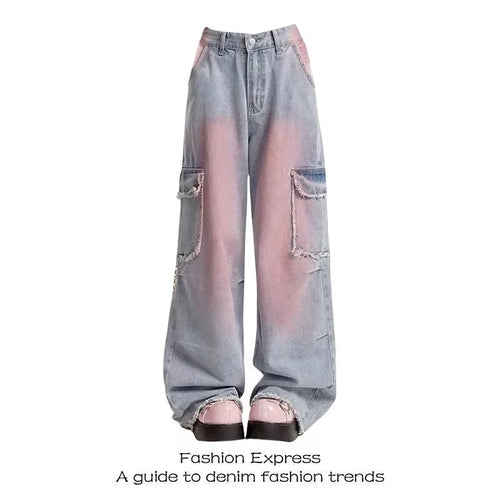 American Retro Multi Pocket Jeans High Waist And Slim Casual High