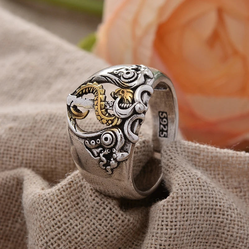 Vintage LOL Bill Givott Game Design Thai Silver Men`s Ring Hand