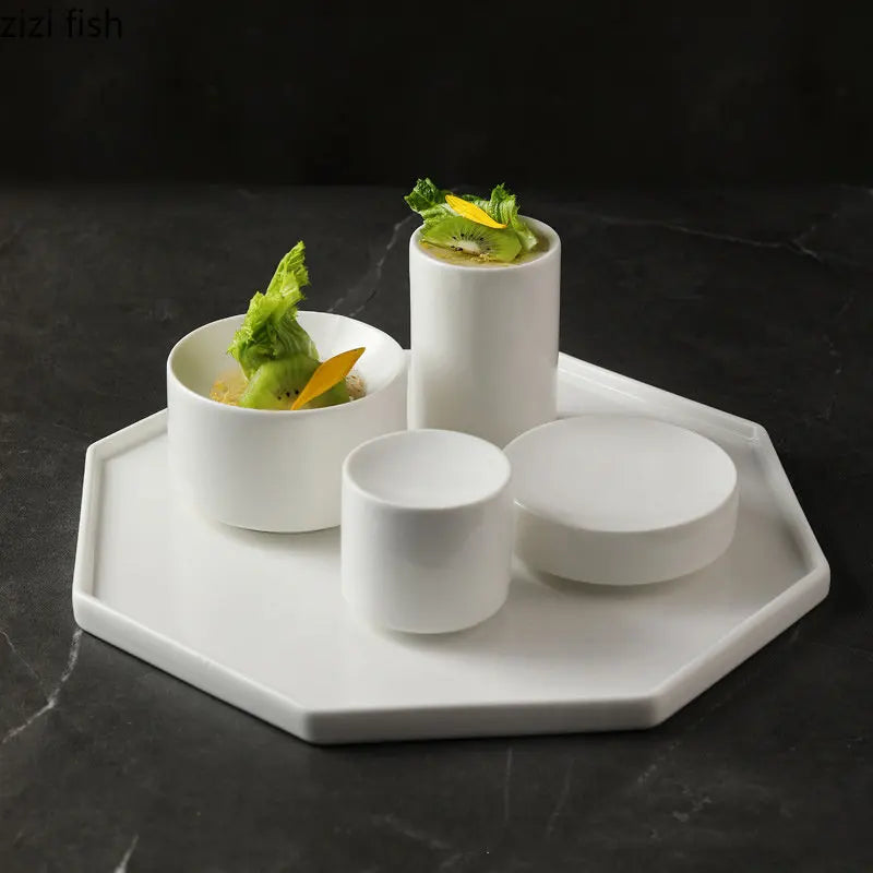 Ceramic Dinner Plate Creative Cylindrical Dessert Plate Snack Plate