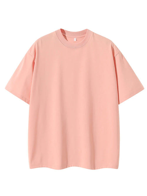 260G Heavy Cotton Summer T Shirt Men Korean Fashion Short Sleeve Loose