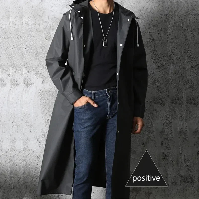 New Black Fashion Adult Waterproof Long Raincoat Ladies Men Raincoat