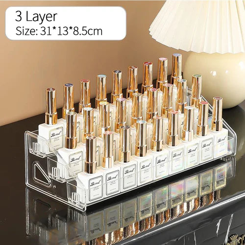 Clear Acrylic Nail Polish Display Stand Multi-layer Plastic Storage