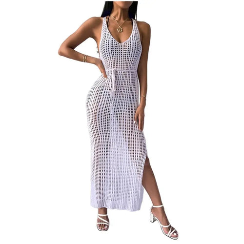 New Sexy S - 3XL Fringe Tassel Knitted Crochet Tunic Beach Cover Up