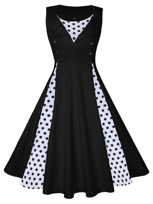 S-5XL Women Robe Retro Vintage Dress 50s 60s Rockabilly Dot Swing Pin