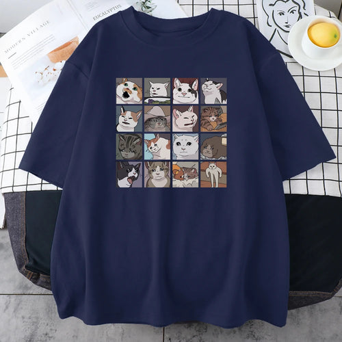 Meme Cats Puzzle Creativity Printed Men T-Shirts Beach Breathable