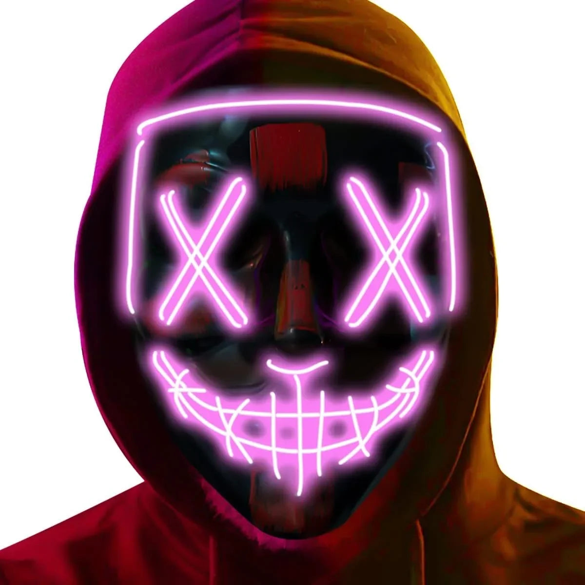 Poptrend Halloween Mask LED Light up Mask Scary mask for Festival Cosplay Halloween Costume Masquerade Parties Carnival Gift