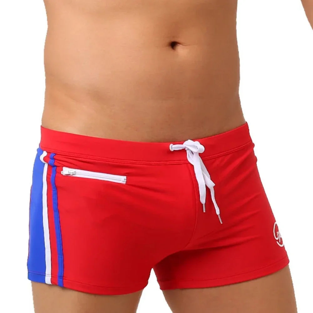 Sexy Swimsuit Beach Quick Drying Trunks Men Swimwear with Zipper