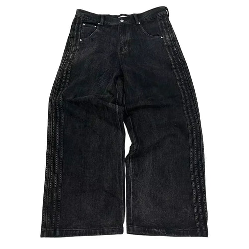 Y2K Baggy Jeans high quality Embroidered Striped Harajuku Sweatpants