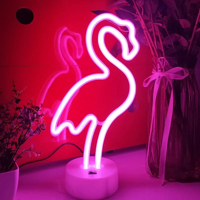 Flamingo Neon Signs Light LED Pink Wall Lamp Room Decor Battery/USB