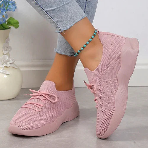 Women Mesh Breathable Casual Shoes Woman Lace-up Vulcanized Shoes