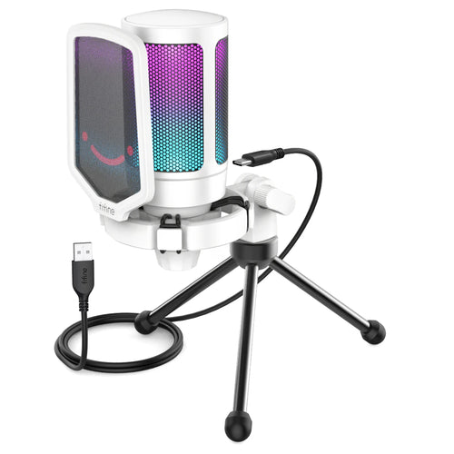 FIFINE USB Condenser Gaming Microphone, for PC PS4 PS5 MAC with Pop