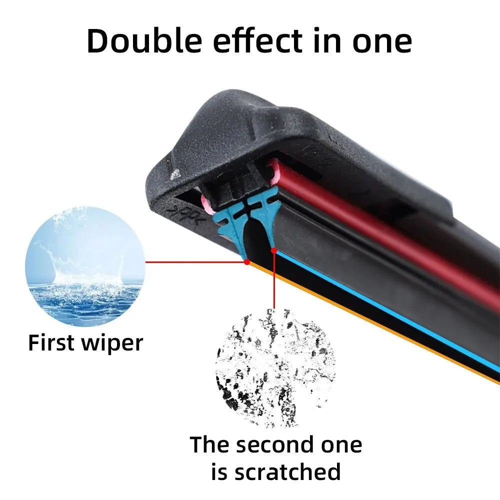 Universal Car Windshield Wiper Blades Double Layer Soft Rubber