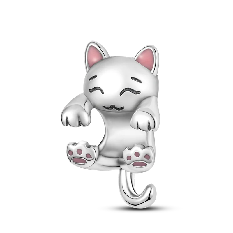 2024 Hot Sale Pink 925 Silver Milk Cat Shape Charm Beads Fits Pandora