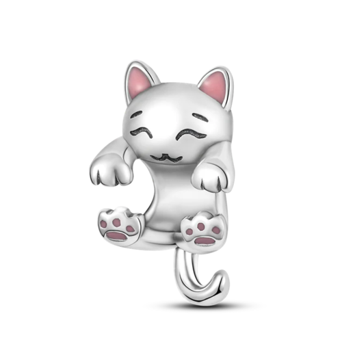 2024 Hot Sale Pink 925 Silver Milk Cat Shape Charm Beads Fits Pandora