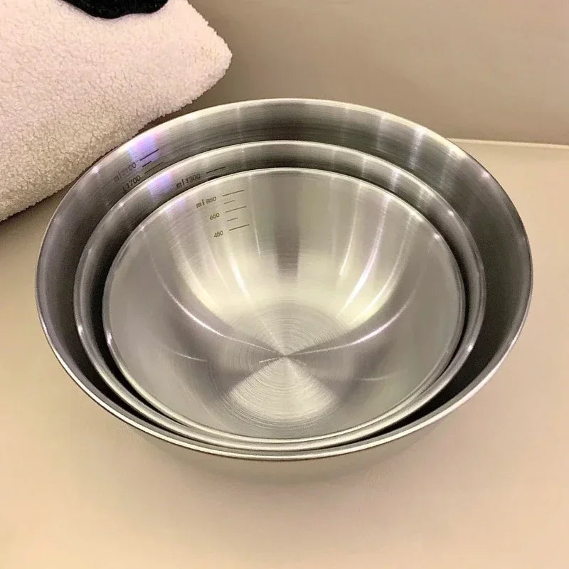 3PCS Stainless steel cooking bowl, household scale bowl, thickened