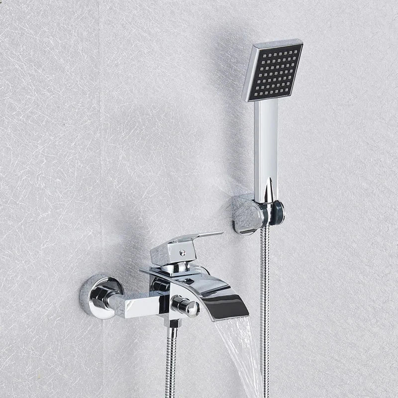 Black Bathroom Tub Faucet Single Handle Waterfall Spout Mixer Tap with