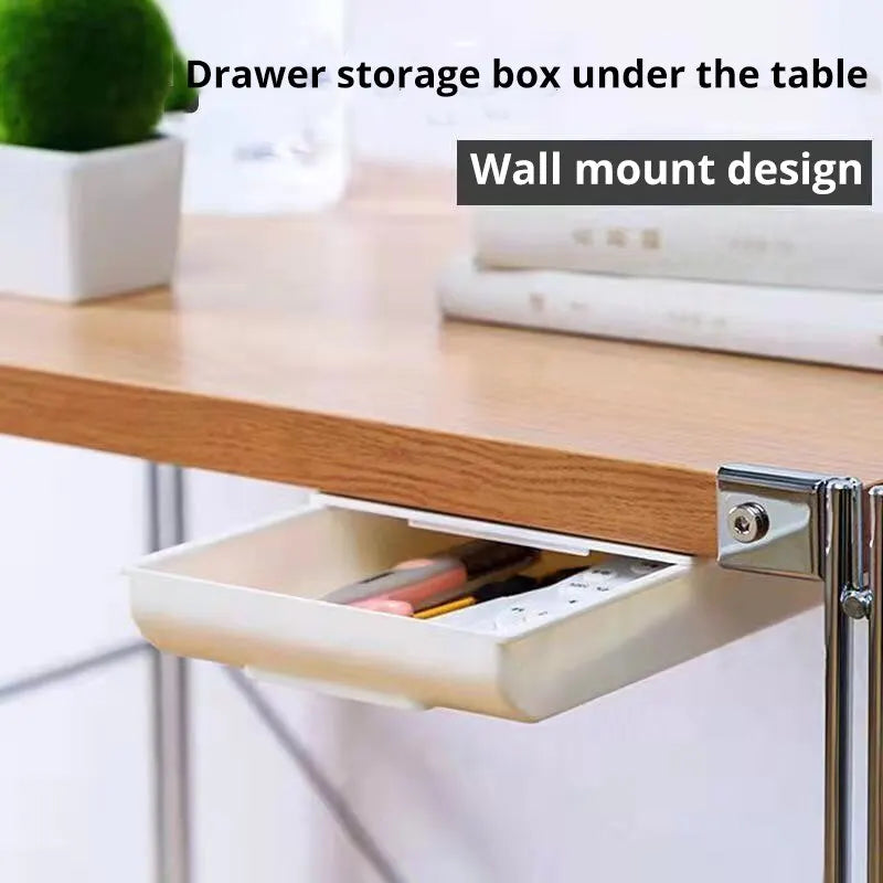 1pc White SelfAdhesive Storage Drawer Box Makeup Pencil Tray Desk