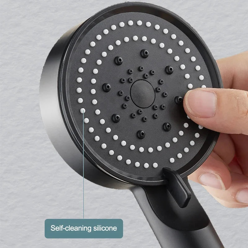 5 Modes Adjustable Rain Drenching Mode Black Bath Shower Head Head